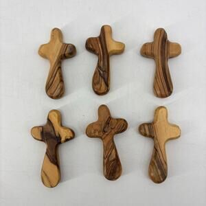 Olive Wood Pocket Crosses Hand Made Holy Land Bethlehem Comfort